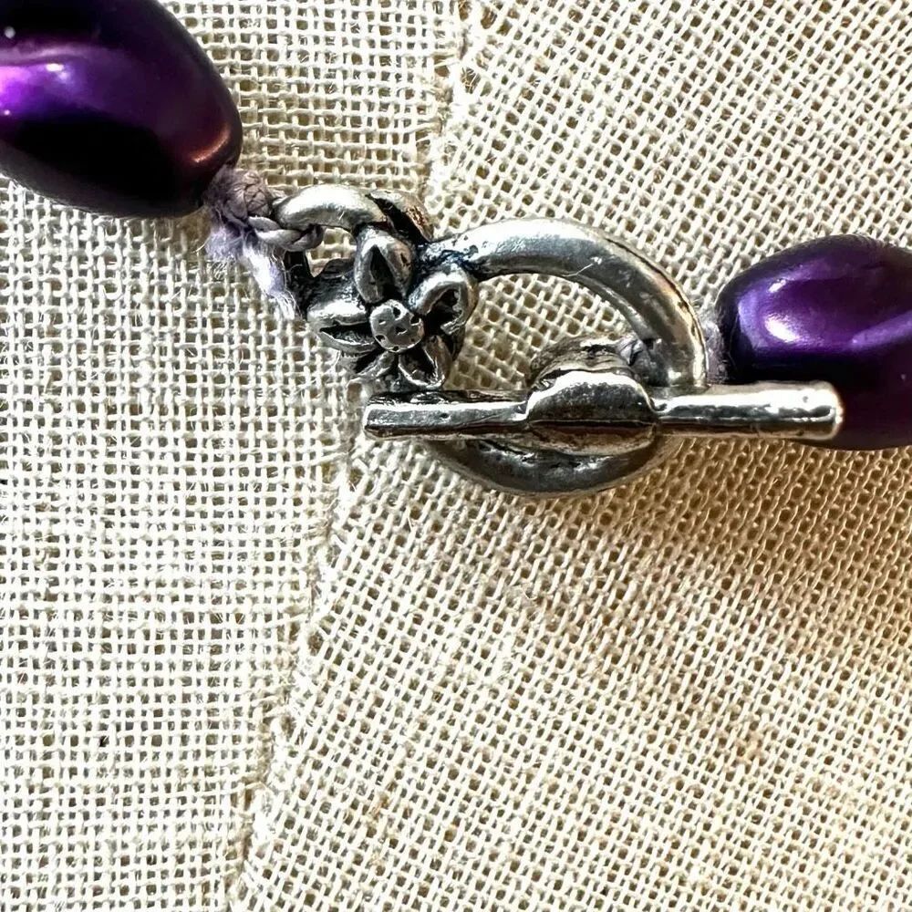 Purple beaded choker necklace - Picture 6 of 7